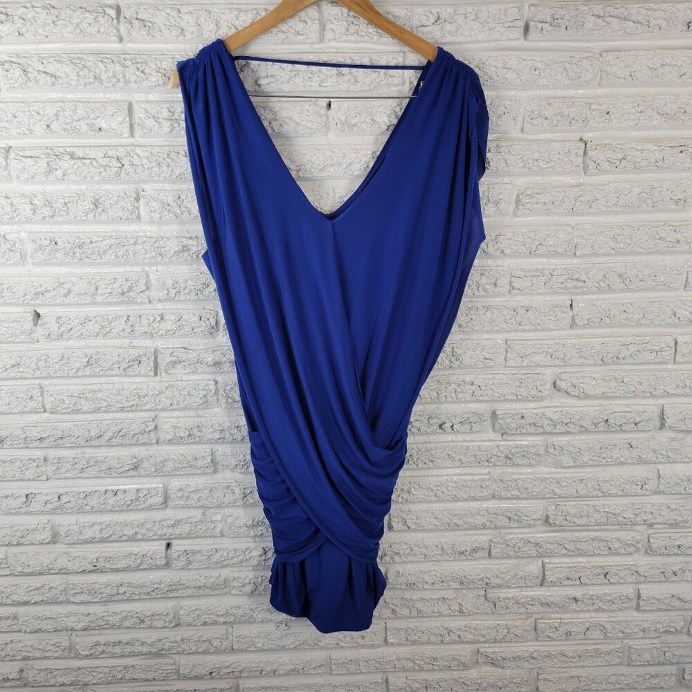 Fashion to Figure 3X Blue Bodycon Dress Ruched Mini Window Back Party BLU107E